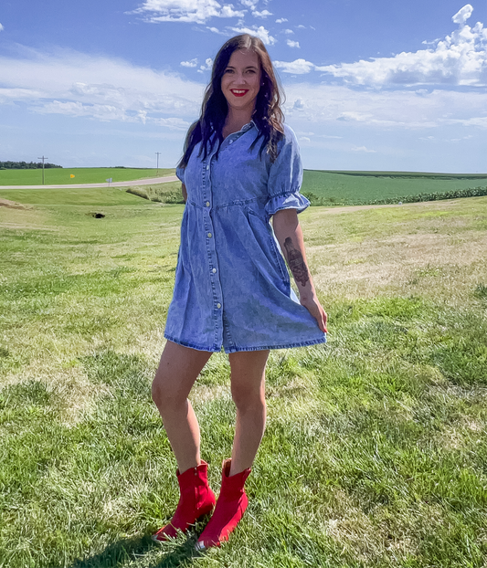 Short Sleeve Denim Dress