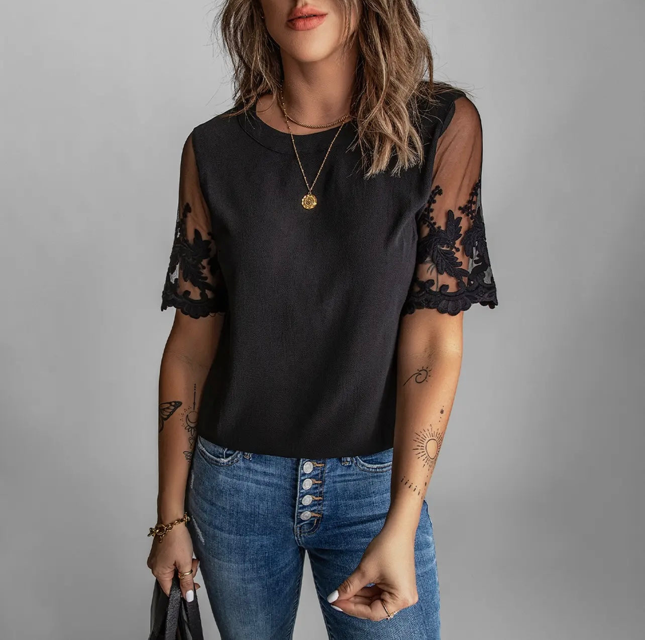 Lace Sleeve Blouse