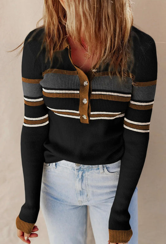 Ribbed Henley Sweater